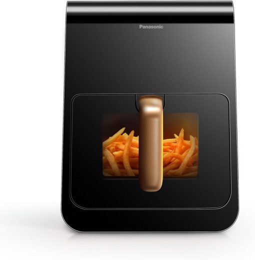 Panasonic NF-CC500SXE AirFryer Friteuse sans huile avec Hublot, 5L, 80-200°C, Minuterie Numérique et écran LCD, Vapeur Douce, 11 Préréglages, Nettoyage Facile, Gris Mat