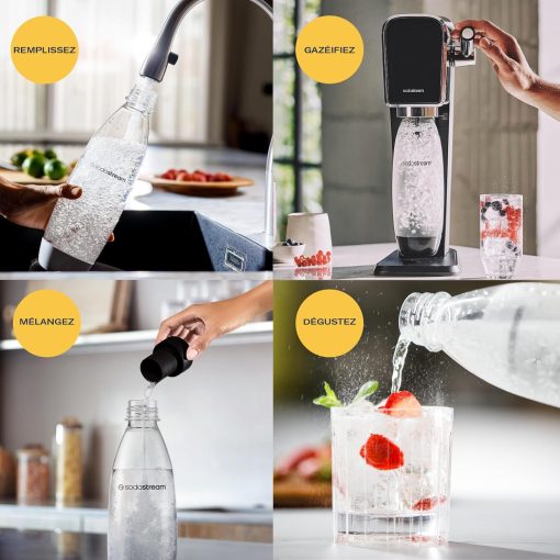 SodaStream ART Sparkling Water and Soda Machine | Pack of 1 Bottle 1 L + 1 Bottle 0.5 L Dishwasher Safe + 1 60L Gas Refill Clip On | Black [Amazon Exclusive] - Image 18