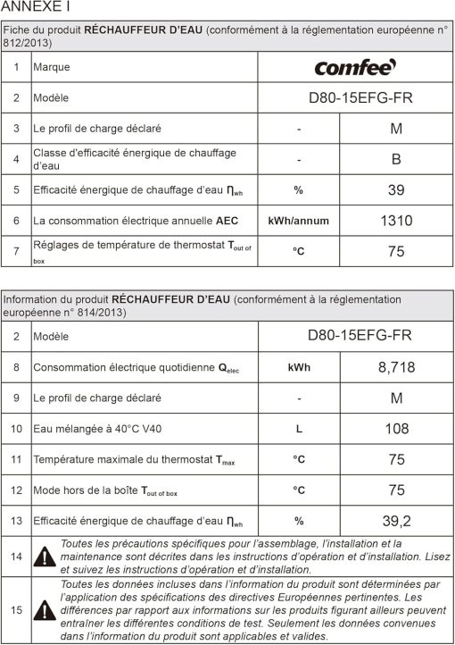 COMFEE’ D80-15EFG | Chauffe-eau électrique Connecté 80L - Image 8