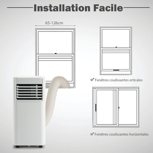 GOPLUS Climatiseur Mobile 9000BTU 2,6kW, Climatiseur 4 en 1 Fonction de Refroidissement, Déshumidification, Ventilation, Mode Nuit, Minuterie 24H, Contr?le Télécommande/écran, 20㎡, Noir, R290 - Image 12