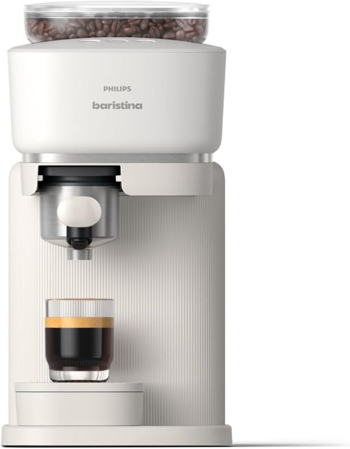 Philips Baristina Machine à expresso - Un véritable expresso, en toute simplicité - Compacte - 16 bars de pression - Broyeur intégré - Machine blanche avec porte-filtre blanc (BAR300/00) - Image 3