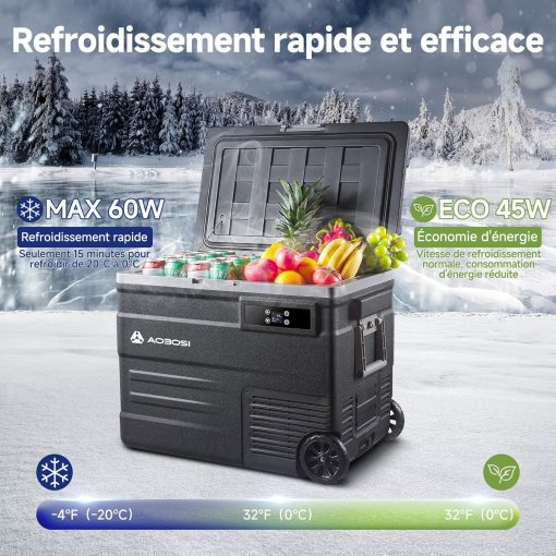 AAOBOSI 45L Glacière à Compresseur, Glaciere électrique -20℃ à 20℃, Frigo Camion APP&Bouton Contr?le, 12/24V DC et 100-240V AC Glaciere Camping Pour Voiture, Camion, Bateau et Prise De Courant - Image 36