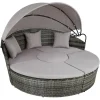 Bain de soleil transat meuble jardin rond modulable gris 2208062