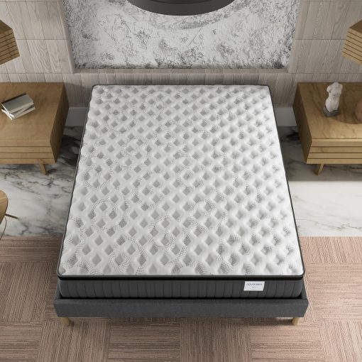 sensoreve November- Matelas Elekctra 140x190cm- épaisseur 30cm- Hybride: Ressorts ensachés+Mousse Mémoire de Forme - Soutien Tonique & indépendance de Couchage-Label SANITIZED(Anti bactérien/acarien) - Image 9