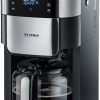 SEVERIN Coffee maker with integrated grinder 1000 W, Programmable coffee machine with timer, Drip coffee maker with 8 cup insulated jug, Black/Stainless steel, KA 4814