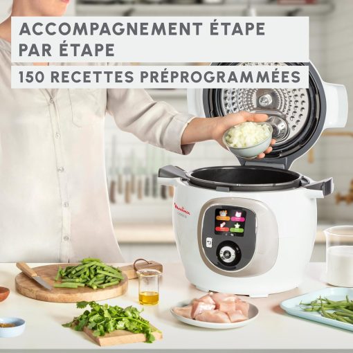 Moulinex, Cookeo Multicuiseur intelligent 6L, 150 recettes intégrées, Cuisson sans surveillance, Ecran intuitif, Guide de cuisson, Application MyMoulinex, 1600W, Blanc, 15 ans réparabilité - Image 45