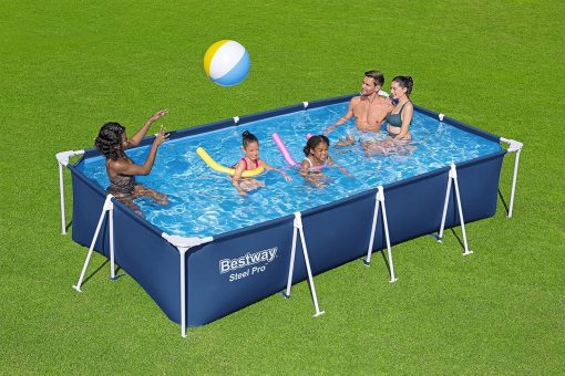 Bestway Steel Pro Frame Piscine carrée sans pompe en acier Bleu 400 x 211 x 81 cm bleu 56405 - Image 5