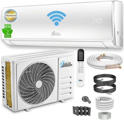 K?ltebringer Climatiseur Split - 18000 BTU (5,1 kW) - Avec fonction chauffage, WiFi et App - très silencieux & économe en énergie - kit complet, 5m conduite de frigorigène, R32, matériel de montage - Image 4