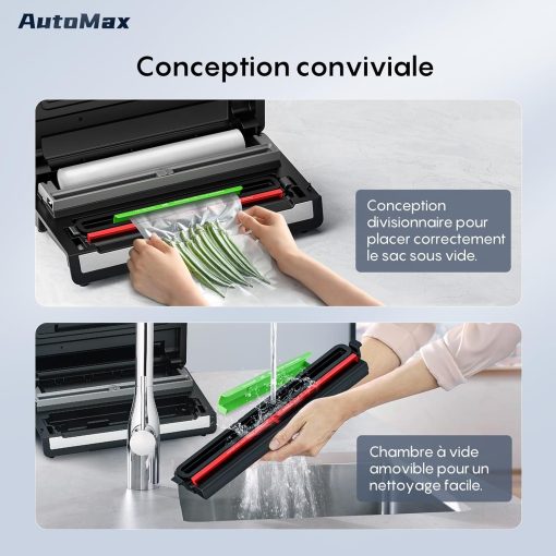 FRESKO Automatic Vacuum Sealer Machine, 140 Watts, Hands-Free Vacuum Machine, Dry/Wet Detection, 2 Roll Bag, Built-in Cutter and Bag Storage (AutoMax V8) - Image 7