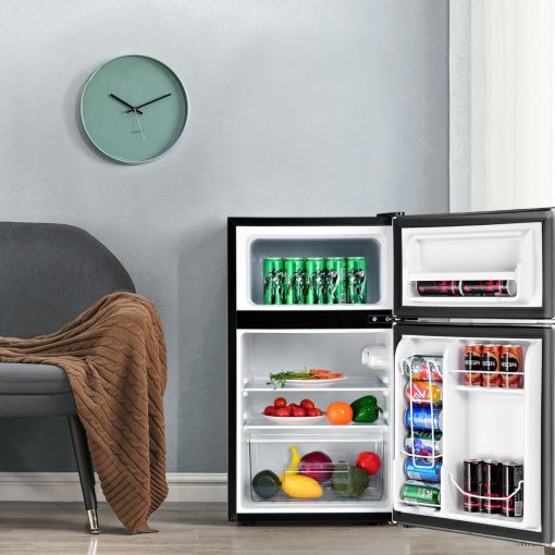Réfrigérateur Compact Mini-réfrigérateur 90 L Congélateur Séparé avec Design à 2 Portes Fonctionnement Silencieux Blanc/Gris/Noir - Image 3