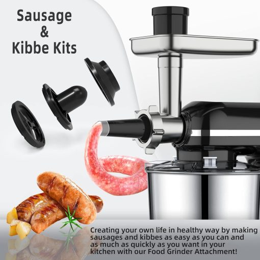 Homlee 3 en 1 Robot Patissier,1800W Robot Cuisine Multifonctions,avec Hachoir à viande,1,5 L Extracteur de jus,Kit pour Saucisses,3 Plaques de Broyage,5.5L Bol d'Acier Inoxydable (Argent) - Image 14