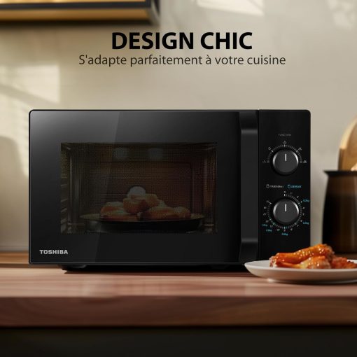 Toshiba Micro-ondes 20L MW2-MM20P(BK), Micro-ondes sur Pied, 800W, 5 Niveaux de Puissance, avec Décongélation Facile, éclairage LED à l'intérieur, Noir - Image 11