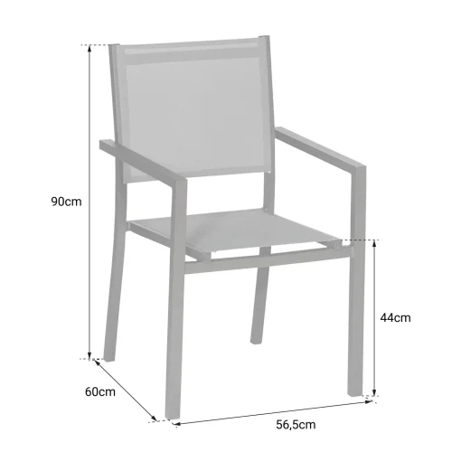 Lot de 8 chaises en aluminium anthracite - textilène gris Happy Garden - Image 7