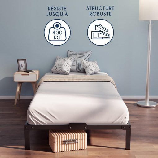 Dreamzie Cadre de Lit 160x200 avec Sommier - Sommier 160x200 avec Pieds - Hauteur de 35 cm - Structure Solide, Assemblage Facile et Espace de Rangement - Image 26