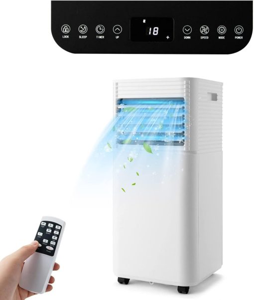 GOPLUS Climatiseur Mobile 9000BTU 2,6kW, Climatiseur 4 en 1 Fonction de Refroidissement, Déshumidification, Ventilation, Mode Nuit, Minuterie 24H, Contr?le Télécommande/écran, 20㎡, Noir, R290 - Image 5
