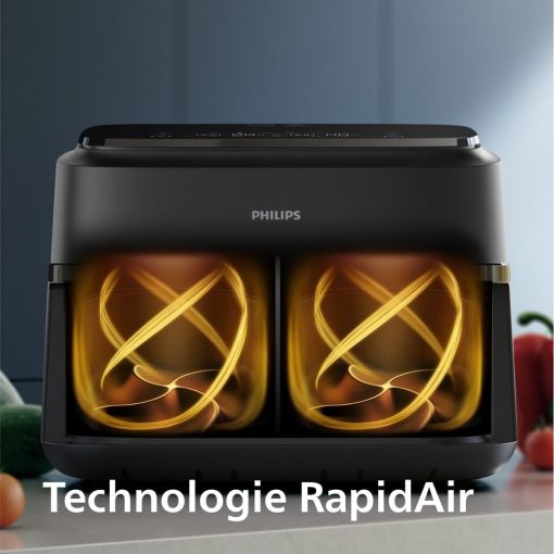Philips Air Fryer 3000 Series Double Basket - Healthy, Fast and Versatile Cooking, 9 Litre Capacity, Touch Screen, Two Drawer Design (NA350/00) - Image 9