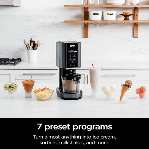 Ninja CREAMi, Ice Cream Maker, Ice Cream, Gelato, Sorbet ,Milkshakes, Mix-ins, Smoothie Bowls & More, 7-in-1, Ice Cream Pints, Pint lid, Healthy Ice Cream, Compact, Perfect for Kids, Black, NC299AMZ - Image 4