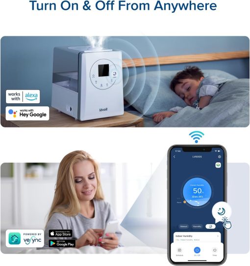 LEVOIT OasisMist 1000S (10L) Smart Humidifier for Home Large Room Bedroom, Last 100 Hours Suitable for Indoor Plant, Cover up to 600ft2, Easy Top Fill, Remoter & Voice Control, Auto Mode, Quiet, White - Image 16