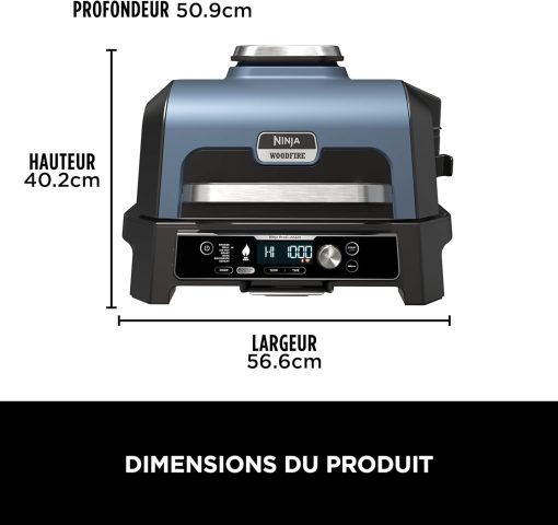 Ninja Woodfire Barbecue électrique et fumoir Pro XL avec thermomètre, barbecue et Air fryer d'extérieur 4-en-1 avec système Smart Cook et granulés Woodfire, portatif, gris/noir, OG850EU - Image 6