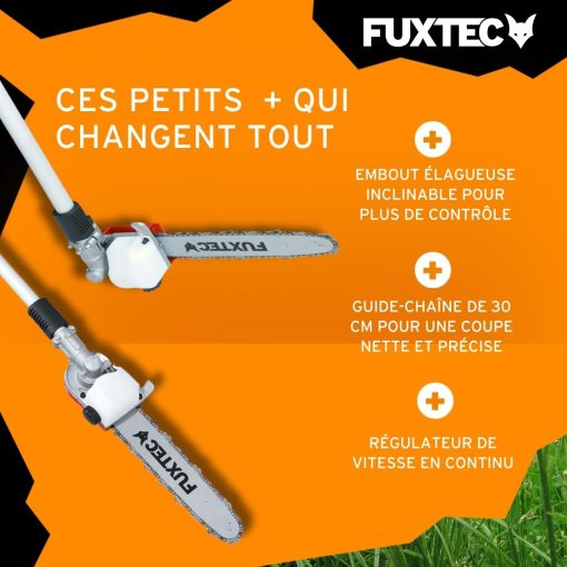 Fuxtec Débroussailleuse Thermique Multifonction 5 en 1 Multitool FX-MT152E - Easy Starter 3CV 52 cm3, Moteur 2 Temps, élagueuse Taille Haie Coupe Bordure Avec Fil ou Lame 1 Mètre Rallonge - Image 16
