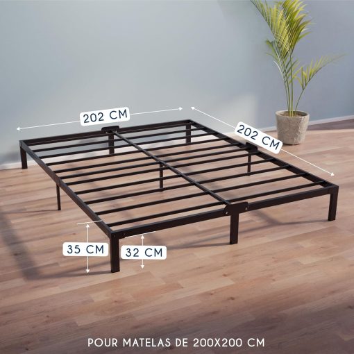 Dreamzie Cadre de Lit 160x200 avec Sommier - Sommier 160x200 avec Pieds - Hauteur de 35 cm - Structure Solide, Assemblage Facile et Espace de Rangement - Image 37