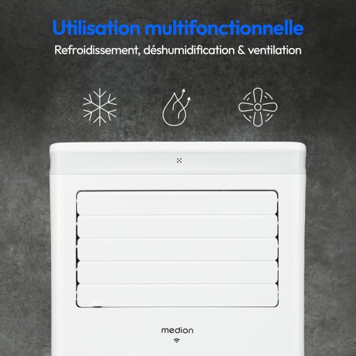 MEDION Smart Climatiseur Mobile P1002 (10000 BTU, 3-en-1, Refroidir, Déshumidification, Ventilation, jusqu'à 34m2, kit de joint de fenêtre, mode sommeil, contr?le Wifi, Télécommande, écran, MD 37733) - Image 25