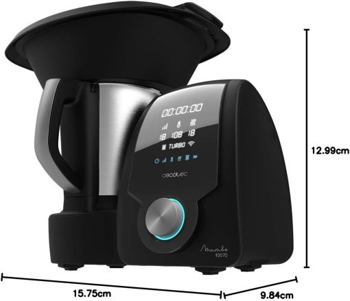 Cecotec Robot de Cuisine Mambo Black. 23 Fonctions, 10 Niveaux de Température, 1700W, 2,5 kg de Pate, Cruche de 3,3L, 10 Vitesses, Minuterie, Température Réglable de 37 °C à 120 °C - Image 92