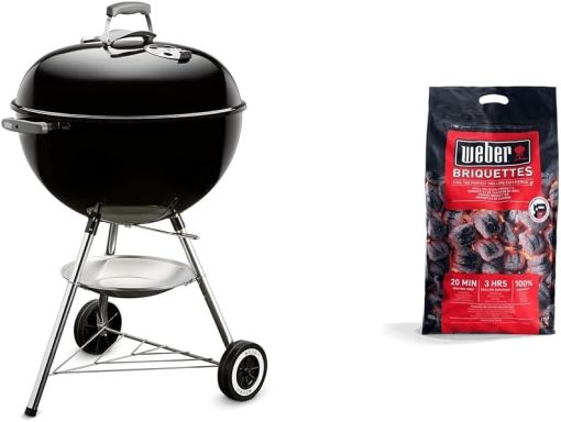 Weber Classic Kettle barbecue au charbon de bois, surface de cuisson ? 57cm, barbecue avec couvercle et cuve en acier emaillé, thermomètre intégré au couvercle, trépied et roues - Noir (1341504) - Image 37