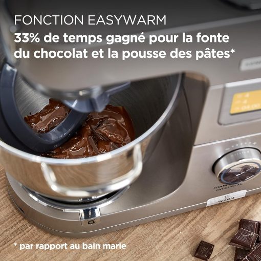 Kenwood Titanium Chef Patissier XL KWL90.034SI, Robot Patissier Balance Intégrée, Batteur K, Pétrin, Fouet, Batteur Souple, Deux Bols, Couvercle Anti-Projections, 1400W, Acier, Argent - Image 9