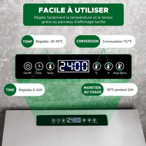 Kwasyo Food Dehydrator, 10 Trays ? Desiccator with Timer (24H) ? Fruit and Vegetable Dehydrator Adjustable Temperature (30 to 90°C) + 1 x Recipe Book - Image 16