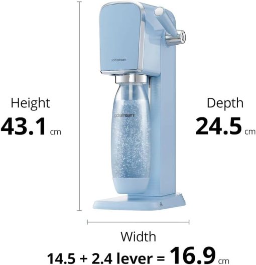 SodaStream ART Sparkling Water and Soda Machine | Pack of 1 Bottle 1 L + 1 Bottle 0.5 L Dishwasher Safe + 1 60L Gas Refill Clip On | Black [Amazon Exclusive] - Image 8