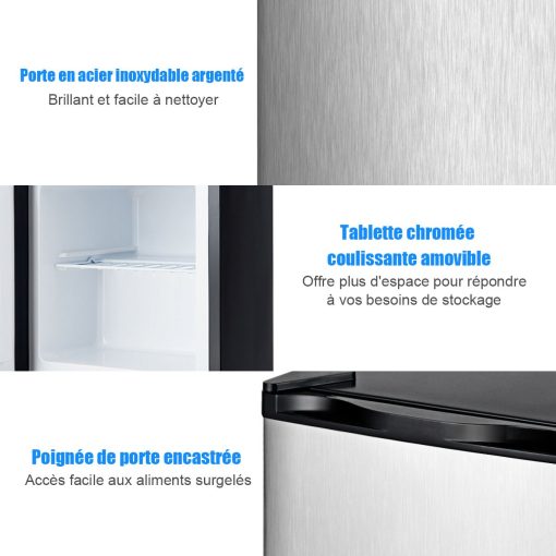 Mini Congélateur Vertical Capacité 31,1 L Porte Réversible en Acier Inoxydable Contr?le Mécanique Température Réglable - Image 7