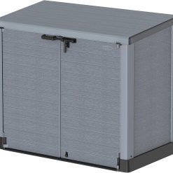 Duramax StoreAway 1200L Plastic Garden Shed/ Flat Lid, Outdoor Storage Shed, Wheelie Bin Hideaways, Wheelie bin box, Durable Construction, Ideal for Bikes, BBQs & 2x 240L Bins, 145x85x125 cm, Brown