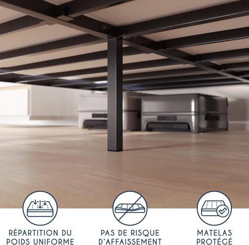 Dreamzie Cadre de Lit 160x200 avec Sommier - Sommier 160x200 avec Pieds - Hauteur de 35 cm - Structure Solide, Assemblage Facile et Espace de Rangement - Image 36