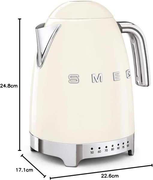 Smeg, KLF04WHEU Variable Temperature Kettle 1.7 L, Multiple Temperatures, Washable Anti-Limescale Filter, Automatic Safety Shutdown, Water Level Indicator, Cable Range, 2400 W, White - Image 10