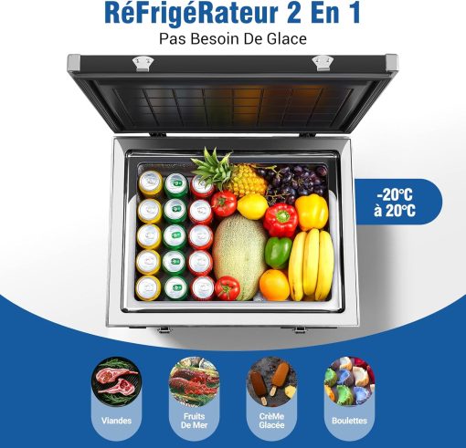 AAOBOSI 45L Glacière à Compresseur, Glaciere électrique -20℃ à 20℃, Frigo Camion APP&Bouton Contr?le, 12/24V DC et 100-240V AC Glaciere Camping Pour Voiture, Camion, Bateau et Prise De Courant - Image 29