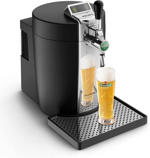 Krups Beertender Machine bière pression, F?ts de 5 L, Marques du groupe Heineken, Témoin lumineux, Température et mousse parfaites, Bière fra?che, Installation facile, Compact noire VB450E10