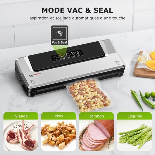 Bonsenkitchen Machine Sous Vide Alimentaire - Appareil de Mise Sous Vide pour La Cuisson Sous Vide et La Conservation des Aliments Frais, Y 40 Compris Les Sacs Sous Vide - Image 4