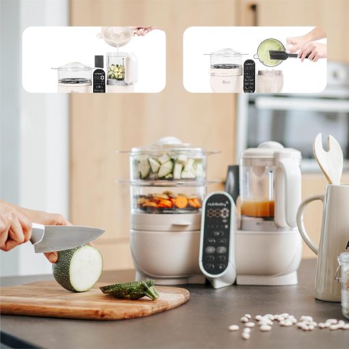 Babymoov Nutribaby(+), Robot Cuiseur Bébé Multifonctions 6 en 1, Cuiseur Vapeur Mixeur, Grande Capacité 2,2L, Petits Pots Bébé Faits Maison, Idéal Diversification Alimentaire, Gris - Image 26