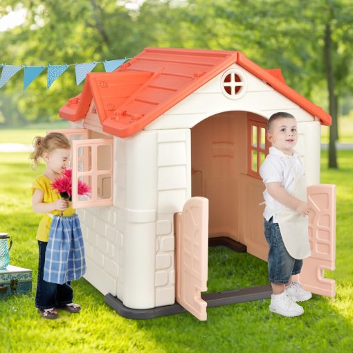 Maison Chef House -Thème Burger Bar - Table de Pique Nique Cabane de Jardin Anti-UV en Plastique 164x124x132 cm Bleu/Rose/Jaune - Image 24