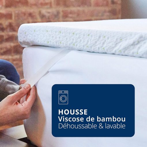 ViscoSoft - Surmatelas 160 x 200 Mémo, Surmatelas 160 x 200 memoire de Forme 5cm avec Aération Optimale et Mousse Haute Densité 50kg/m3, Housse Bambou Lavable, Surmatelas 160x200 Confort Moelleux - Image 14
