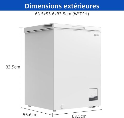 Congélateur coffre CHiQ 142L, 63,5 x 55,6 x 83,5cm, Congélateur Inverter, Affichage de la température extérieure, Mode de congélation rapide -32℃, Grille métallique,Faible bruit - Image 5