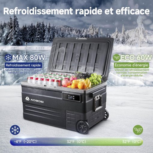 AAOBOSI 45L Glacière à Compresseur, Glaciere électrique -20℃ à 20℃, Frigo Camion APP&Bouton Contr?le, 12/24V DC et 100-240V AC Glaciere Camping Pour Voiture, Camion, Bateau et Prise De Courant - Image 18