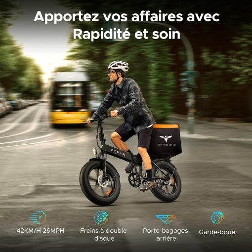 ENGWE EP-2 Pro Vélo électrique Pliable 20 × 4.0 Fat Bike Electrique 7 Vitesses avec Batterie Amovible 48V 13Ah Autonomie 120km Tout-Terrain & VTT & Plage & Neige - Image 9