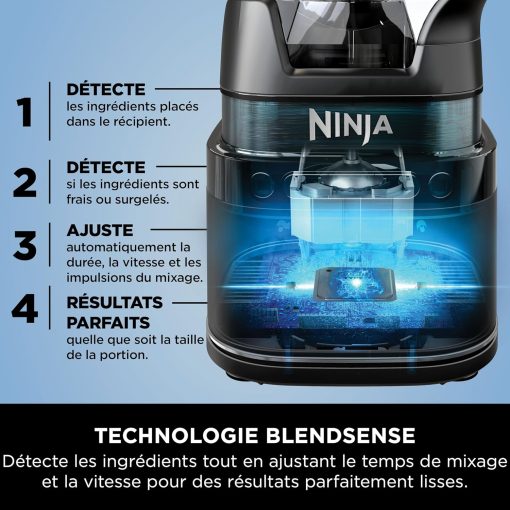 Ninja Detect Power Blender Processor Pro 3-en-1, mixeur 1200W, bol à mélanger, lame malaxeur, gobelet individuel, récipient, pétrir, mixer, hacher et mélanger, noir, TB401EU - Image 35