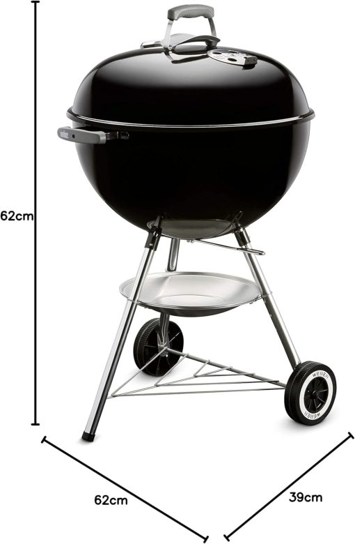 Weber Classic Kettle barbecue au charbon de bois, surface de cuisson ? 57cm, barbecue avec couvercle et cuve en acier emaillé, thermomètre intégré au couvercle, trépied et roues - Noir (1341504) - Image 34
