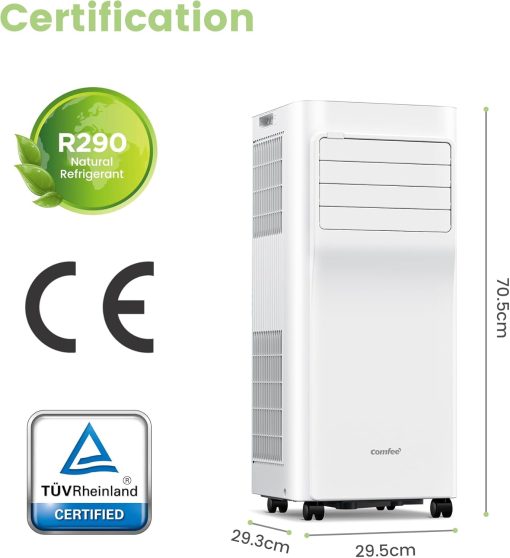 COMFEE' Climatiseur Mobile 9000 BTU/h 2,6kW, 3-EN-1 Refroidisseur Déshumidificateur Ventilateur, Fonction Follow me, Minuterie, Mode nuit, Pour salon et maison de 33㎡/88m3, MPPH-09CRN7, R290 - Image 32