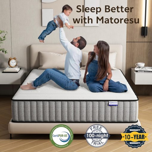 Matoresu Double Mattress 160 x 190 cm Memory Foam Height 25 cm Medium Rigid H3 Ergonomic 7 Zone Cold Foam Comfortable Breathable Fabric Cover - Image 36