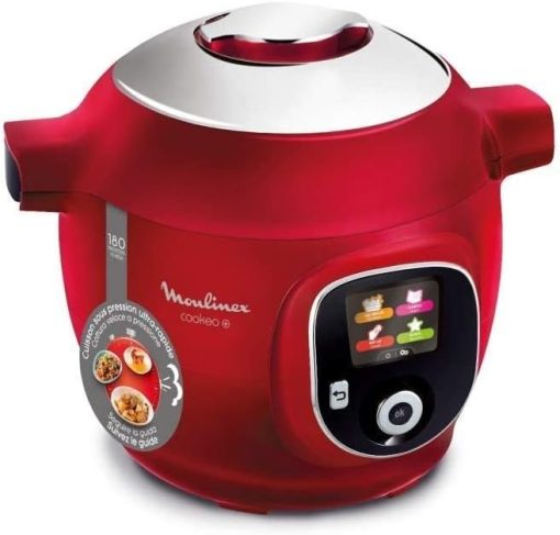 Moulinex Cookéo Smart Multicooker with 180 Pre-Programmed Recipes for up to 6 People 6 Modes of Quick and Easy Step-by-Step Cooking 1600 W Red, 6 L