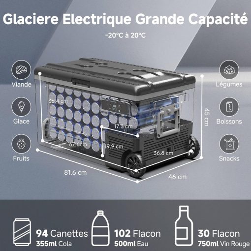 AAOBOSI 45L Glacière à Compresseur, Glaciere électrique -20℃ à 20℃, Frigo Camion APP&Bouton Contr?le, 12/24V DC et 100-240V AC Glaciere Camping Pour Voiture, Camion, Bateau et Prise De Courant - Image 17